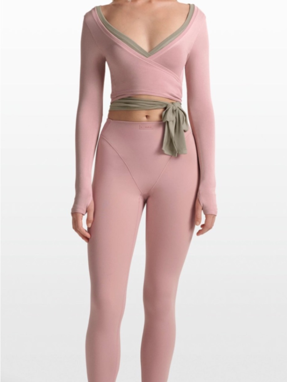 Skims x Nike Long-Sleeve Wrap Crop Top in Light Pink - Picture 3 of 3